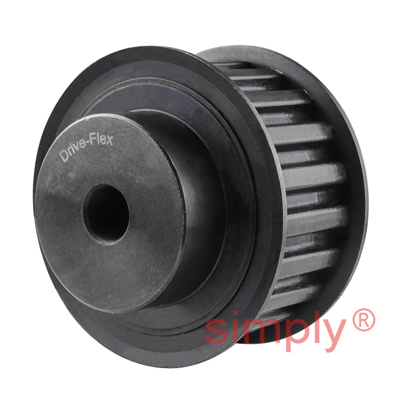 P17-H-100F - 1/2 inch Pitch 17 Tooth Flanged Pilot Bored Steel Timing Pulley for 1 inch Wide Belts
