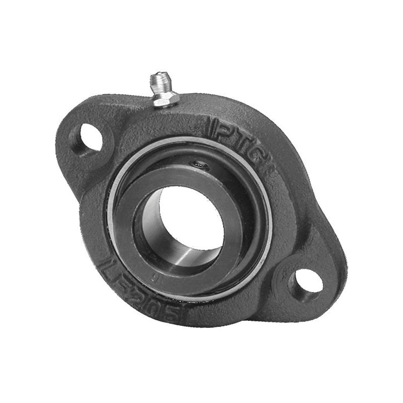 SBLF204 Metric Two Bolt Cast Iron Oval Housing with 20mm Bore Grub Screw Insert