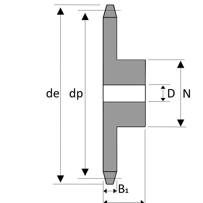 19 Tooth 12B Stainless Steel Simplex Pilot Bore Sprocket for 3/4 inch Pitch Chain