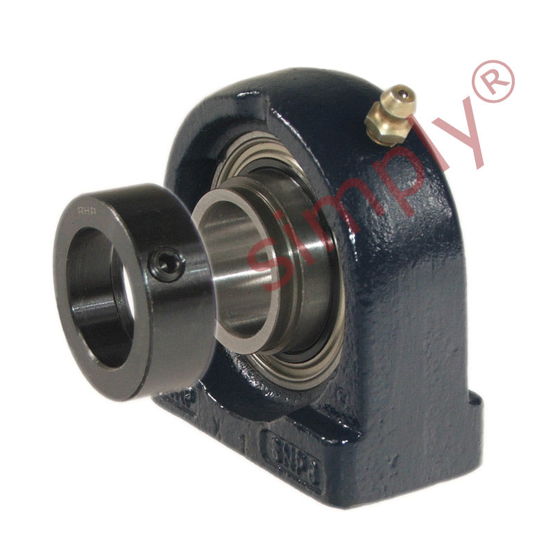 RHP SNP12EC Threaded Base Small Footprint Pillow / Plummer Block and 12mm Bore Flat Back Collar Insert