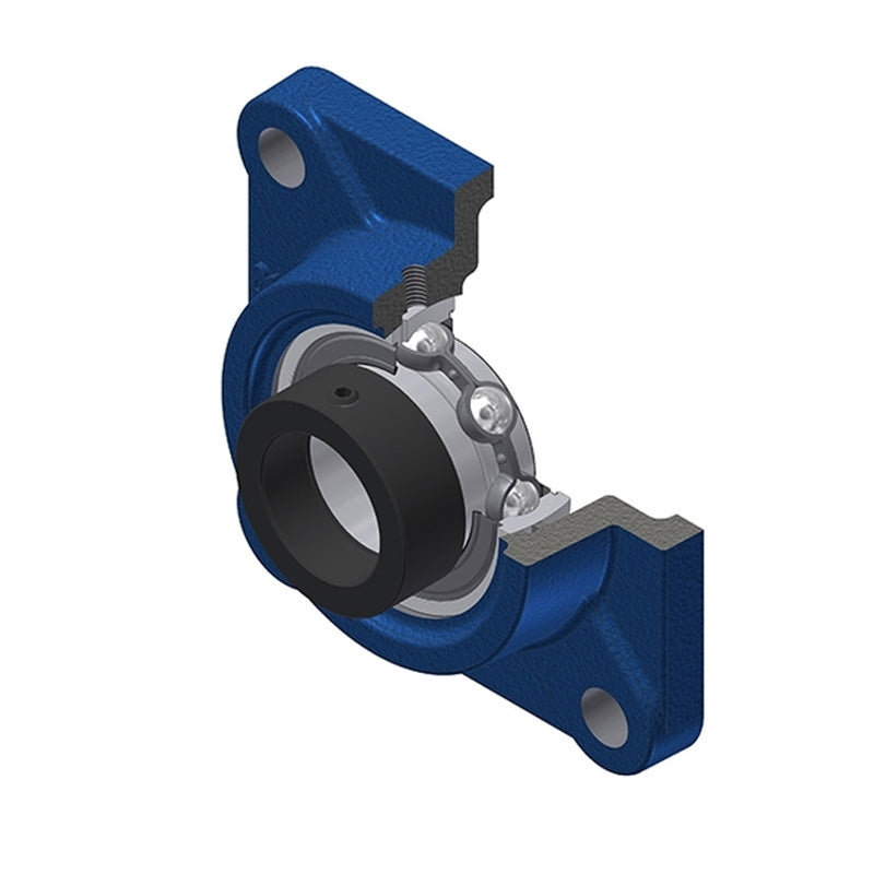 SNR ESF202 Metric Four Bolt Square Cast Iron Flange Housing with Eccentric Collar 15mm Bore - Allow 2-3 Days