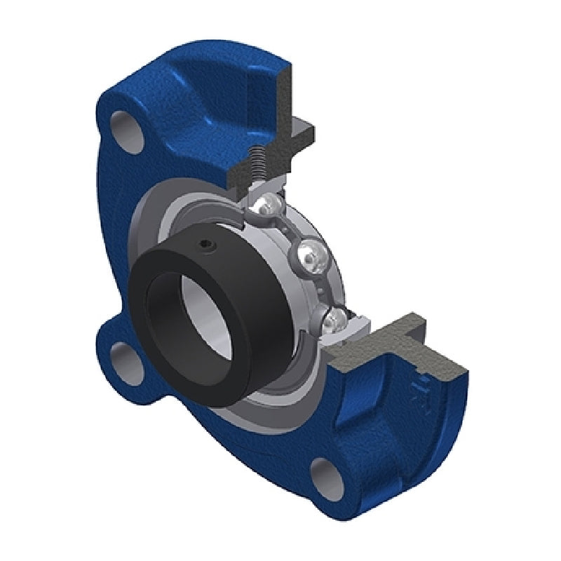 SNR ESFC201N Metric Four Bolt Cast Iron Round Flanged Housing with 12mm Eccentric Collar Insert - Allow 2-3 Days