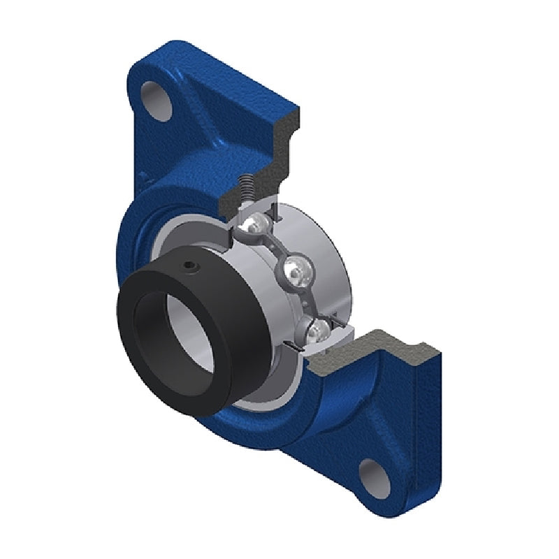 SNR EXF211 Metric Four Bolt Square Cast Iron Flange Housing with 55mm Bore Eccentric Collar Insert - Allow 2-3 Days