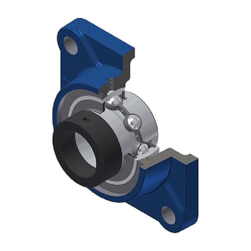 SNR EXF202N Metric Four Bolt Square Cast Iron Flange Housing with 15mm Bore Eccentric Collar Insert - Allow 2-3 Days