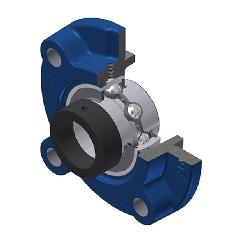 SNR EXFC204 Metric Four Bolt Cast Iron Round Flanged Housing with 20mm Eccentric Collar Insert - Allow 2-3 Days