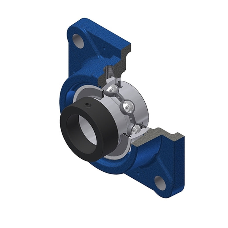 SNR EXFE201N Metric Four Bolt Square Cast Iron Flange Housing with 12mm Bore Eccentric Collar Insert - Allow 2-3 Days
