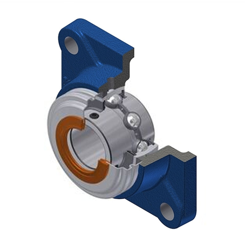SNR UCF210-30CC Imperial Four Bolt Square Cast Iron Flange Housing with 1-7/8 inch Bore Insert with Narrow Steel Plate Cover - Closed Version - Allow 2-3 Days