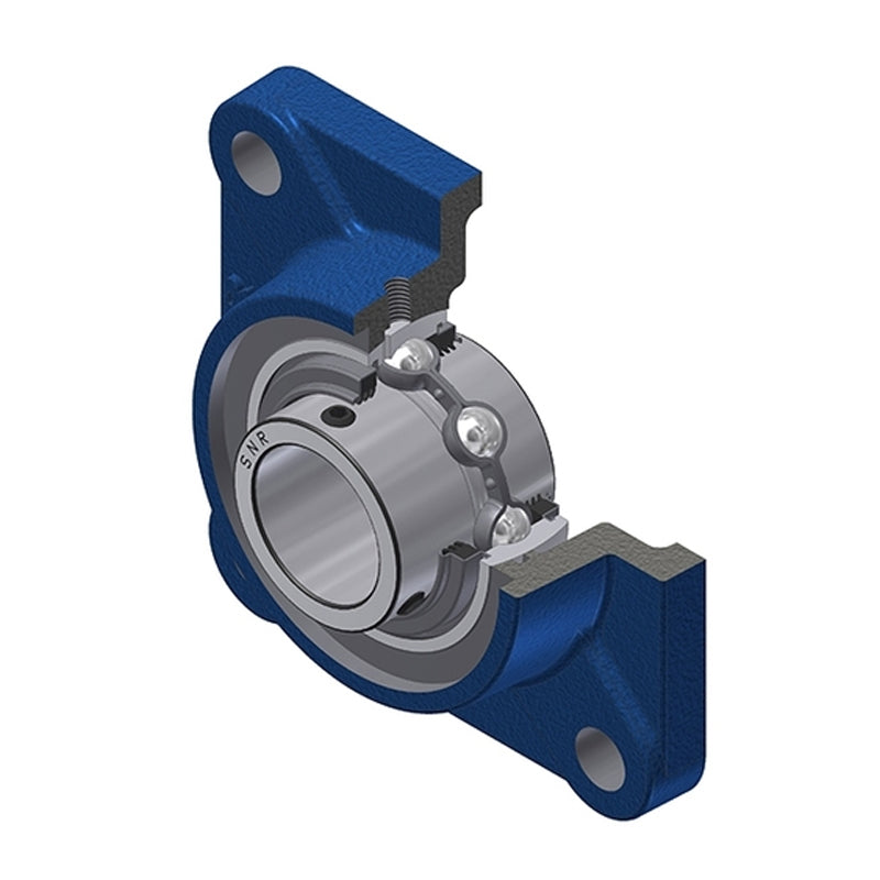 SNR UCF212NL3 Metric Four Bolt Square Cast Iron Flange Housing with 60mm Bore Insert with Triple Lip Seal - Allow 2-3 Days