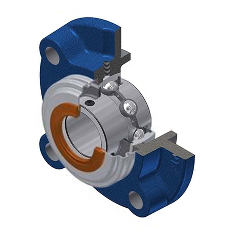 SNR UCFC205CC Metric Four Bolt Cast Iron Round Flanged Housing with 25mm Insert with Narrow Steel Plate Cover - Closed Version - Allow 2-3 Days