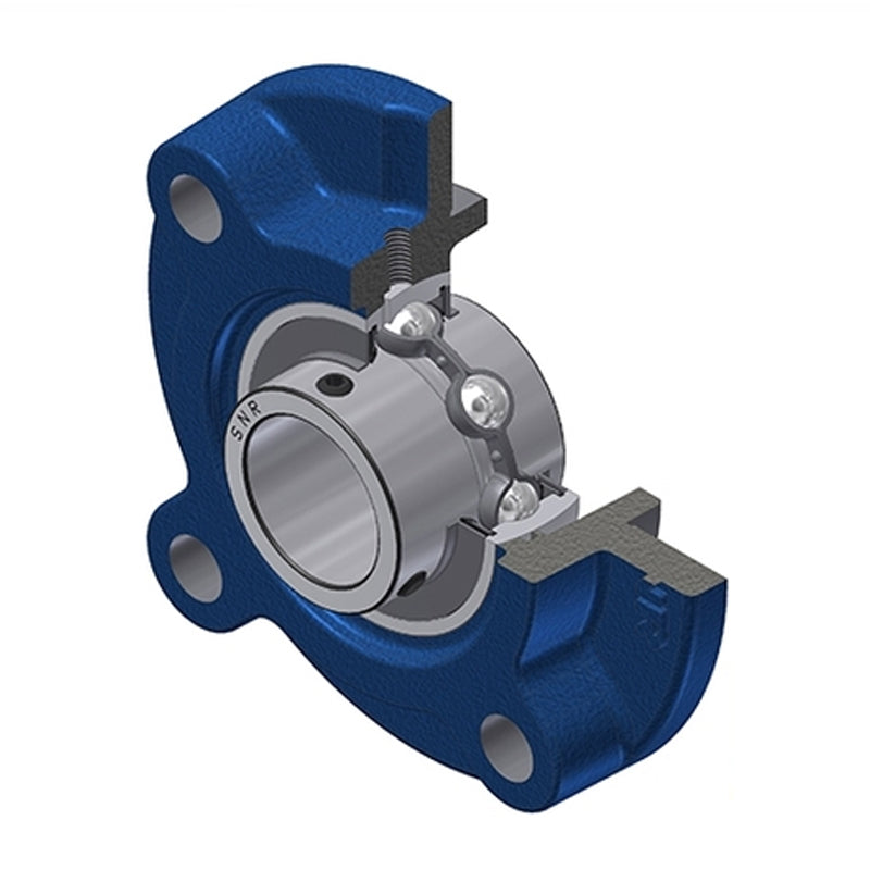 SNR UCFC207 Metric Four Bolt Cast Iron Round Flanged Housing with 35mm Insert