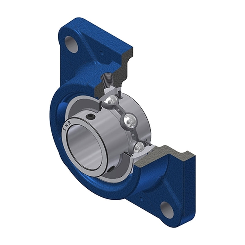 SNR UCFE206 Metric Four Bolt Square Cast Iron Flange Housing with 30mm Bore Insert