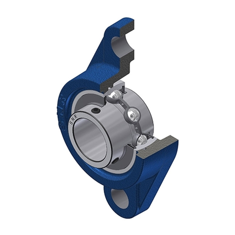 SNR UCFL328 Metric Two Bolt Oval Cast Iron Flange Housing with 140mm Bore Insert - Allow 2-3 Days