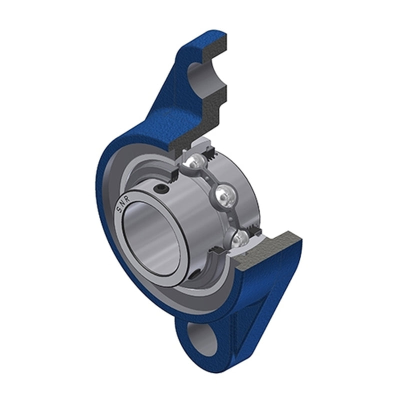 SNR UCFL204NL3 Metric Two Bolt Oval Cast Iron Flange Housing with 20mm Bore Insert with Triple Lip Seal - Allow 2-3 Days