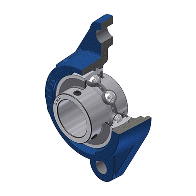 SNR UCFLE207-22 Imperial Two Bolt Oval Cast Iron Flange Housing with 1-3/8 inch Bore Insert - Allow 2-3 Days
