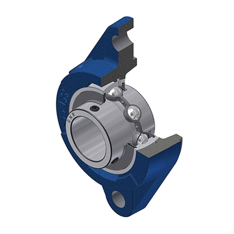 SNR UCFLZ212 Metric Two Bolt Oval Cast Iron Flange Housing with 60mm Bore Insert - Allow 2-3 Days
