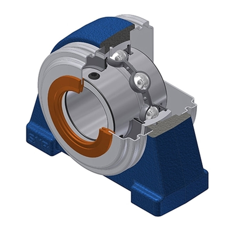 SNR UCPAE212CC Threaded Base Small Footprint Metric Pillow / Plummer Block Housing Supplied with 60mm Bore Insert with Narrow Steel Plate Cover - Closed Version - Allow 2-3 Days