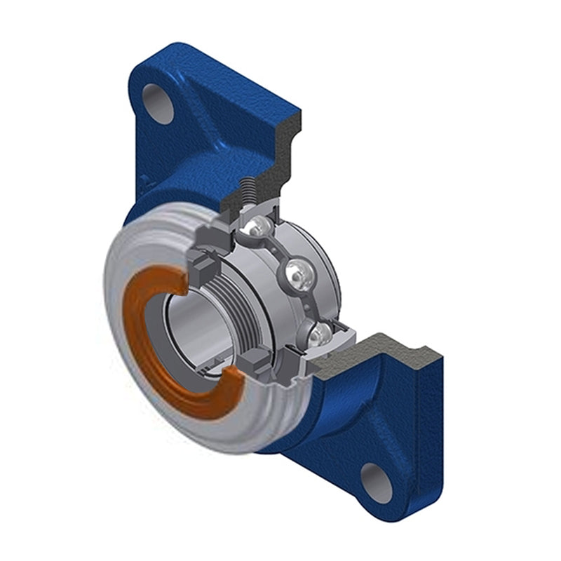 SNR UKF211HCC Metric Four Bolt Square Cast Iron Housing Insert with Narrow Steel Plate Cover and Adaptor Sleeve Fits 50mm Shaft - Closed Version - Allow 2-3 Days