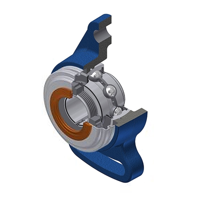 SNR UKFA208HCC Metric Cast Iron Adjustable Flange Housing with Narrow Steel Plate Cover - Closed Version - Insert and Adaptor Sleeve Fits 35mm Shaft - Allow 2-3 Days