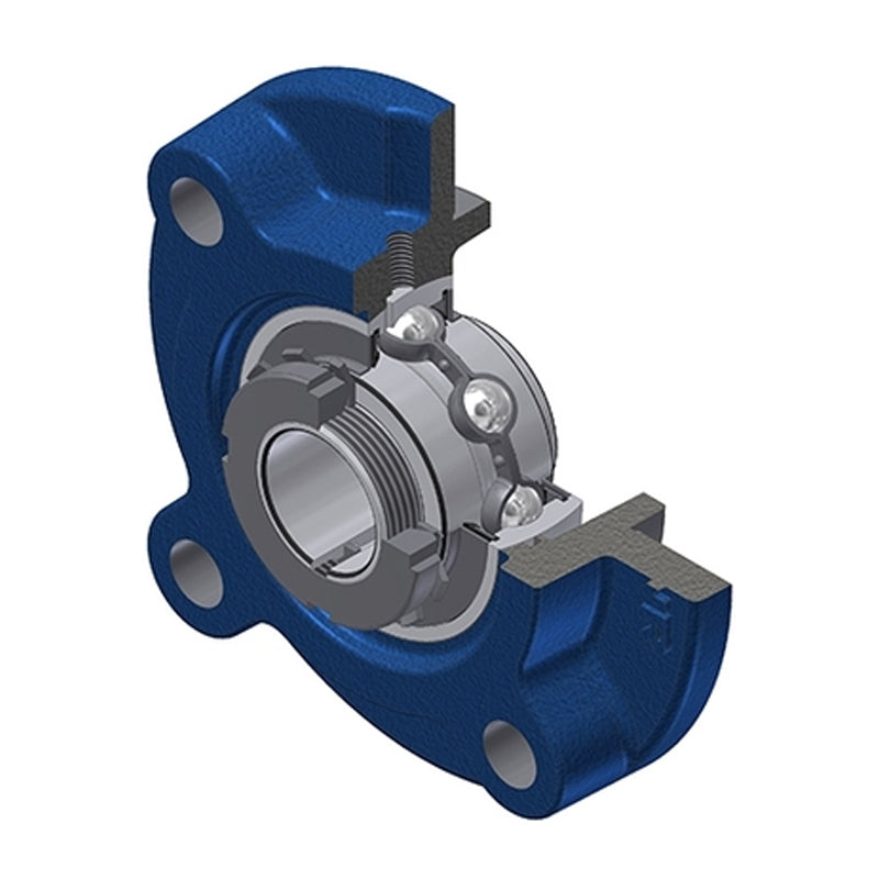 SNR UKFC217H Metric Four Bolt Cast Iron Round Flanged Housing Insert and Adaptor Sleeve Fits 75mm Shaft - Allow 2-3 Days