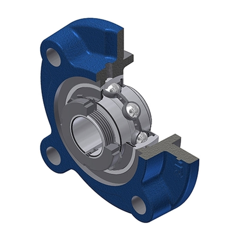SNR UKFC206HN Metric Four Bolt Cast Iron Round Flanged Housing Insert and Adaptor Sleeve Fits 25mm Shaft - Allow 2-3 Days