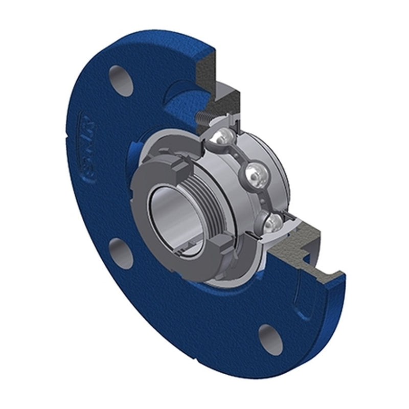 SNR UKFCE210H Metric Four Bolt Cast Iron Round Flanged Housing Insert and Adaptor Sleeve Fits 45mm Shaft - Allow 2-3 Days