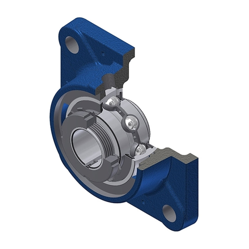 SNR UKFE211HN Metric Four Bolt Square Cast Iron Flange Housing Insert and Adaptor Sleeve Fits 50mm Shaft - Allow 2-3 Days