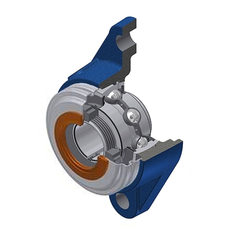 SNR UKFLE210HCC Metric Two Bolt Cast Iron Oval Housing with Narrow Steel Plate Cover - Closed Version - Insert and Adaptor Sleeve Fits 45mm Shaft - Allow 2-3 Days
