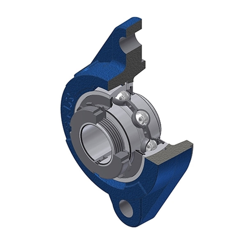 SNR UKFLZ212H Metric Two Bolt Cast Iron Oval Housing Insert and Adaptor Sleeve Fits 55mm Shaft - Allow 2-3 Days