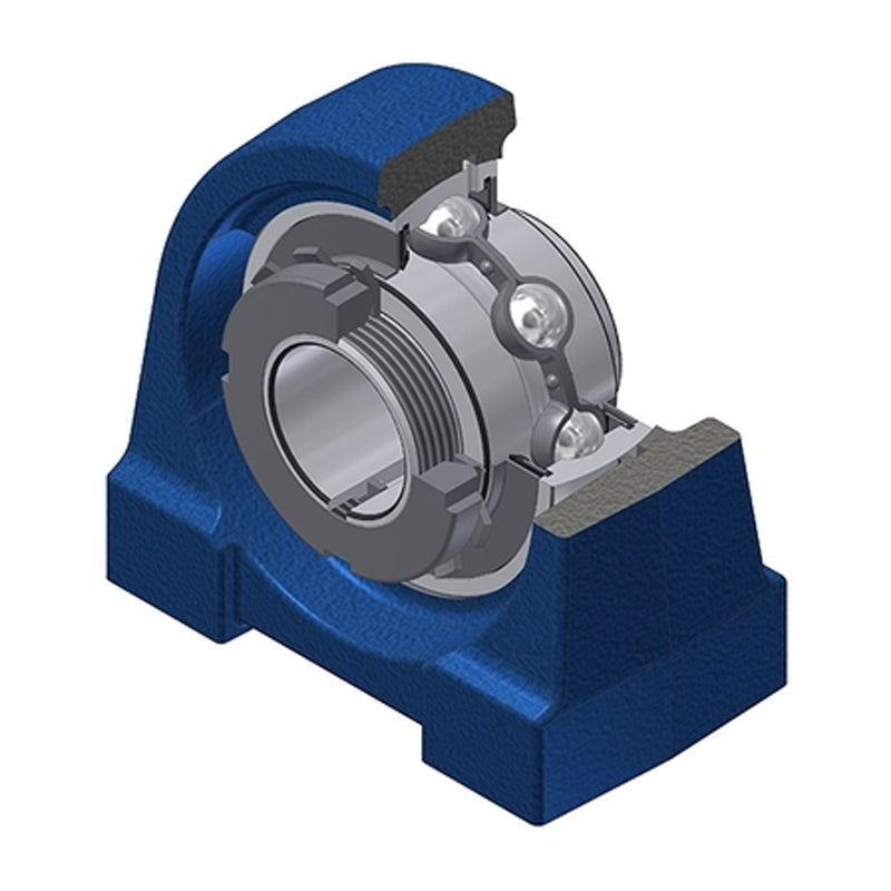 SNR UKPG211H Metric Cast Iron Two Bolt Pillow / Plummer Block Housing Insert and Adaptor Sleeve Fits 50mm Shaft - Allow 2-3 Days