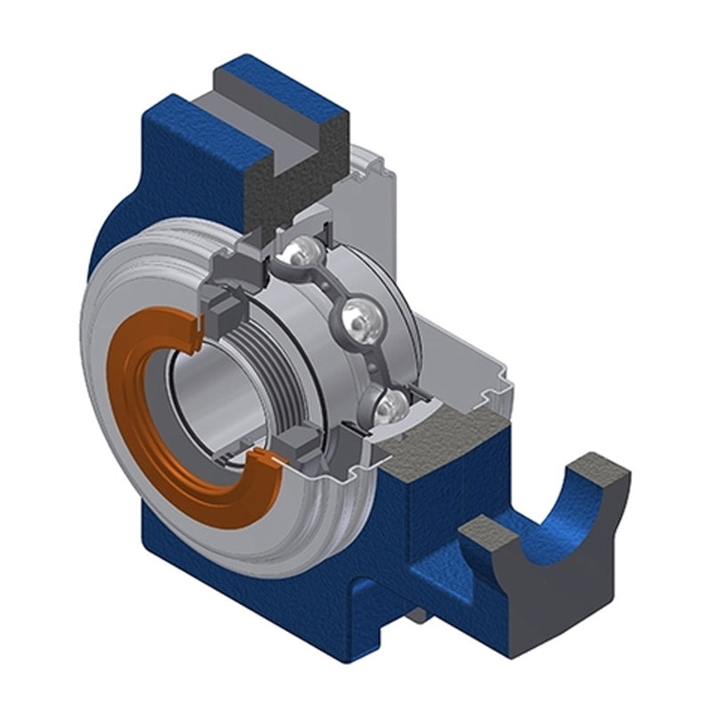 SNR UKT207HCO Metric Cast Iron Take Up Unit Insert with Narrow Steel Plate Cover and Adaptor Sleeve Fits 30mm Shaft - Open Version - Allow 2-3 Days