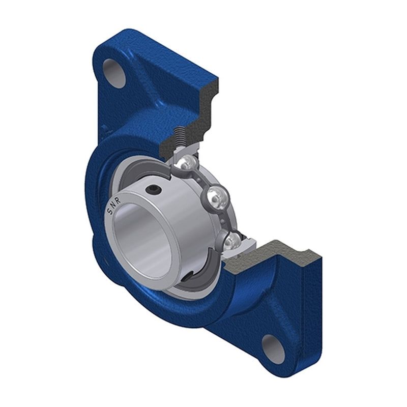 SNR USF201 Metric Four Bolt Square Cast Iron Flange Housing with 12mm Bore Insert - Allow 2-3 Days