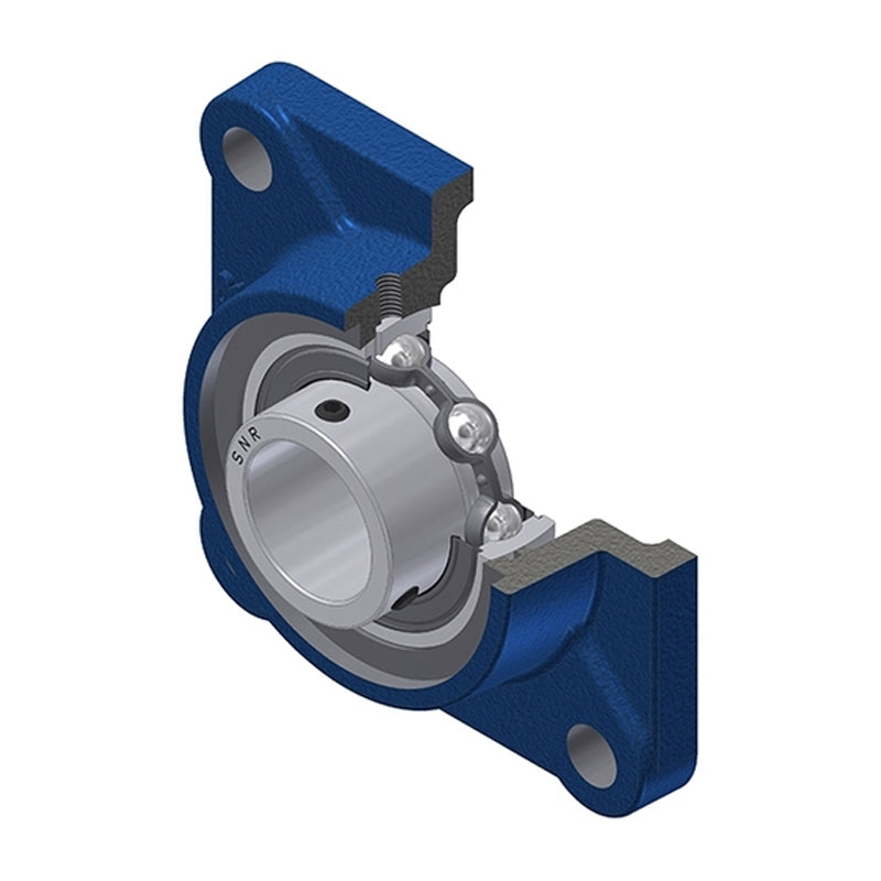 SNR USF205N Metric Four Bolt Square Cast Iron Flange Housing with 25mm Bore Insert - Allow 2-3 Days