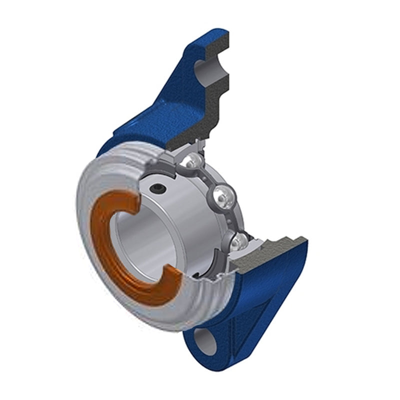 SNR USFLE206CC Metric Two Bolt Oval Cast Iron Flange Housing with 30mm Bore Insert with Narrow Steel Plate Cover - Closed Version - Allow 2-3 Days
