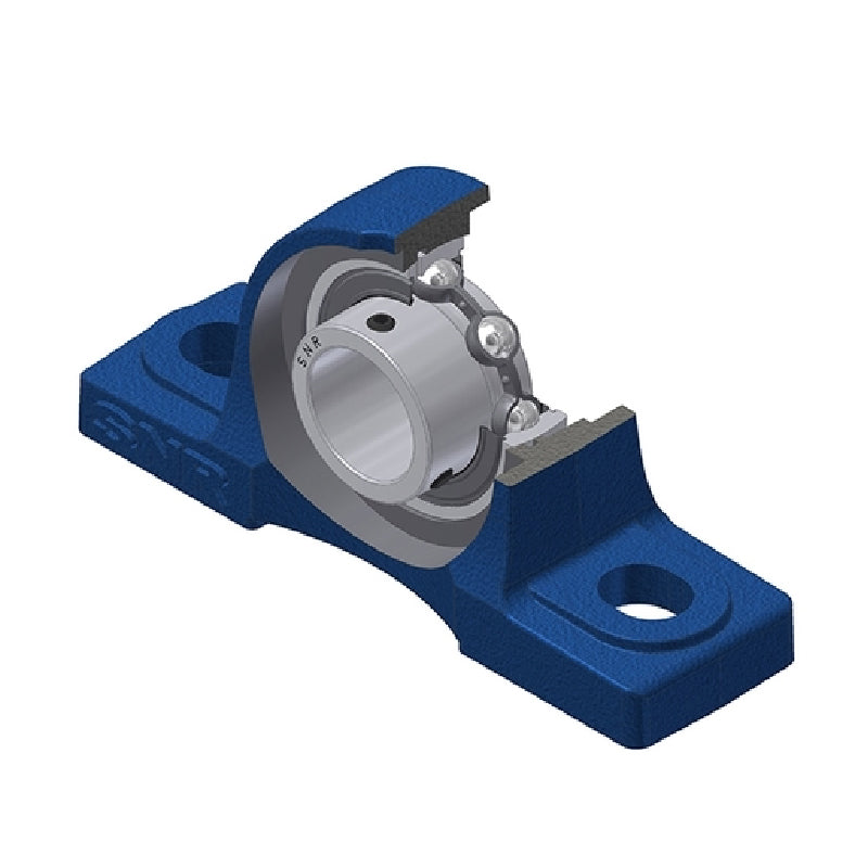SNR USP202N Metric Cast Iron Two Bolt Pillow / Plummer Block Housing with 15mm Bore Insert - Allow 2-3 Days
