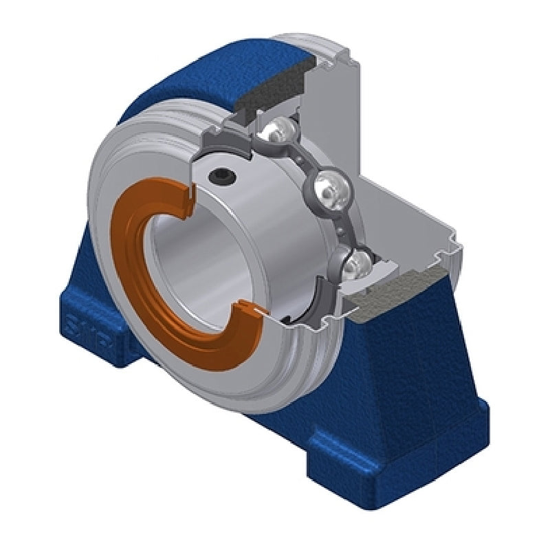 SNR USPAE209CC Threaded Base Small Footprint Metric Pillow / Plummer Block Housing Supplied with 45mm Bore Insert with Narrow Steel Plate Cover - Closed Version - Allow 2-3 Days