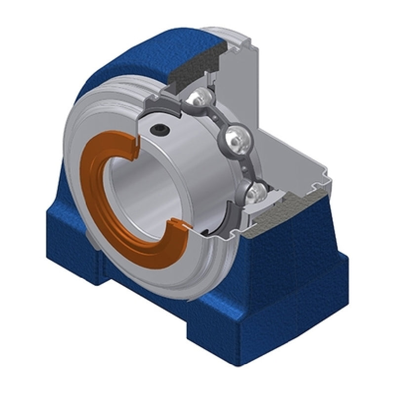 SNR USPG212CO Threaded Base Small Footprint Metric Pillow / Plummer Block Housing with 60mm Bore Insert with Narrow Steel Plate Cover - Open Version - Allow 2-3 Days