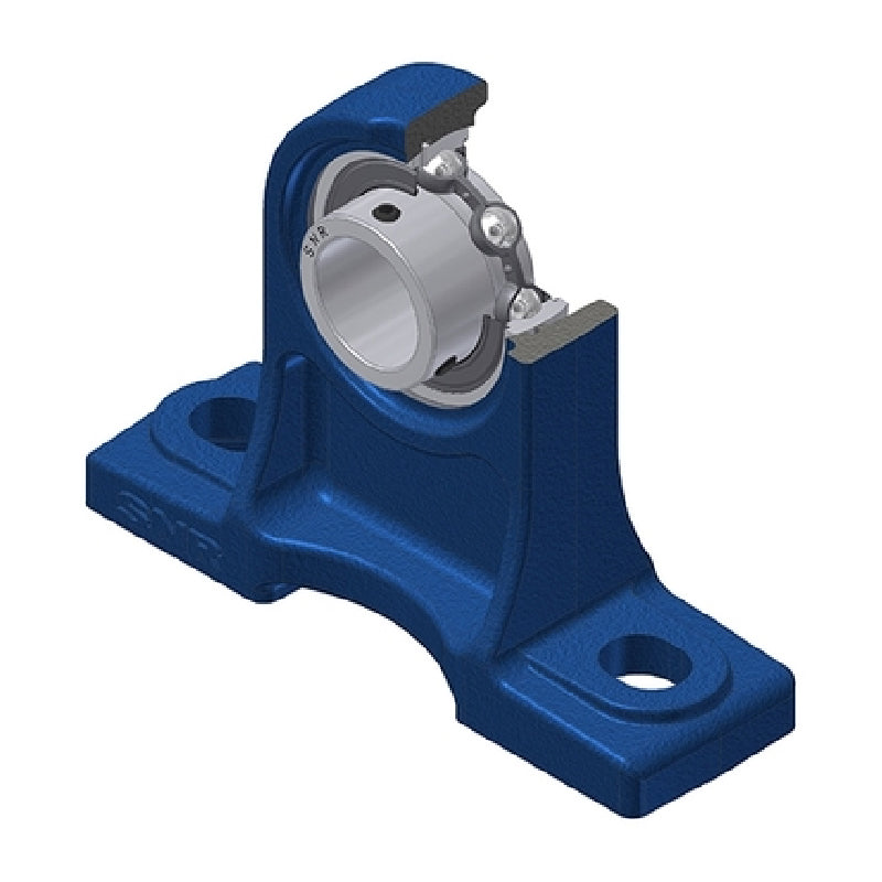 SNR USPH202 Metric Cast Iron High Centre Height Two Bolt Pillow / Plummer Block Housing with 15mm Bore Insert - Allow 2-3 Days