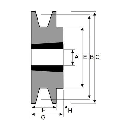 PowerDrive 90X1SPA 90mm Pitch Diameter SPA Section Tapered Locking Bush Type Pulley with 1 Groove (Bush not Incl.) - Allow 2-3 Days