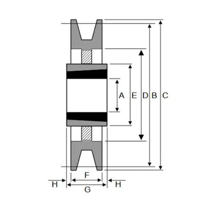 355X1SPA 355mm Pitch Diameter SPA Section Tapered Locking Bush Type Pulley with 1 Groove (Bush not Incl.)