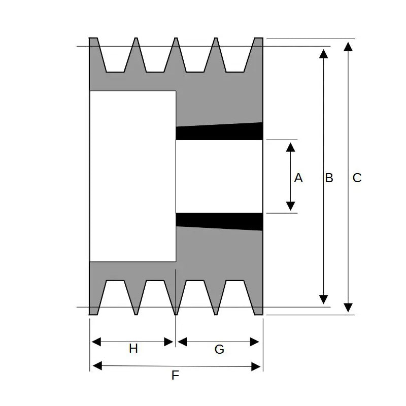 100X4SPA 100mm Pitch Diameter SPA Section Tapered Locking Bush Type Pulley with 4 Grooves (Bush not Incl.)