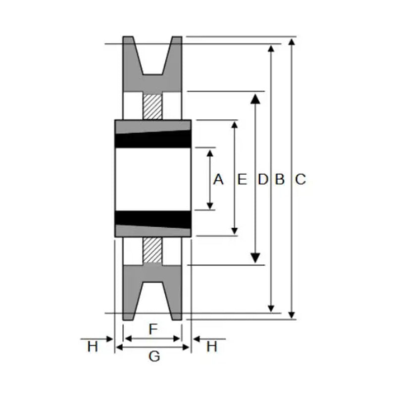 PowerDrive 1250X10SPB 1250mm Pitch Diameter SPB Section Tapered Locking Bush Type Pulley with 10 Grooves (Bush not Incl.) - Allow 2-3 Days