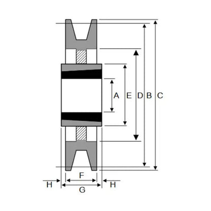 PowerDrive 800X10SPB 800mm Pitch Diameter SPB Section Tapered Locking Bush Type Pulley with 10 Grooves (Bush not Incl.) - Allow 2-3 Days