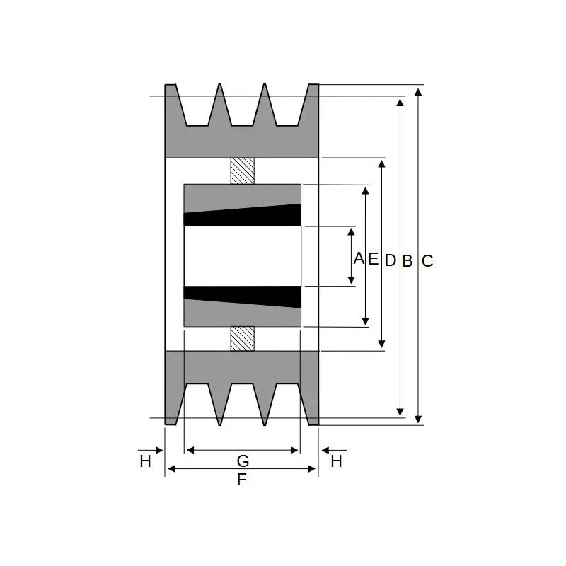 236X3SPB 236mm Pitch Diameter SPB Section Tapered Locking Bush Type Pulley with 3 Grooves (Bush not Incl.)