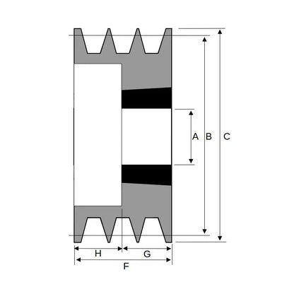 112X3SPB 112mm Pitch Diameter SPB Section Tapered Locking Bush Type Pulley with 3 Grooves (Bush not Incl.)