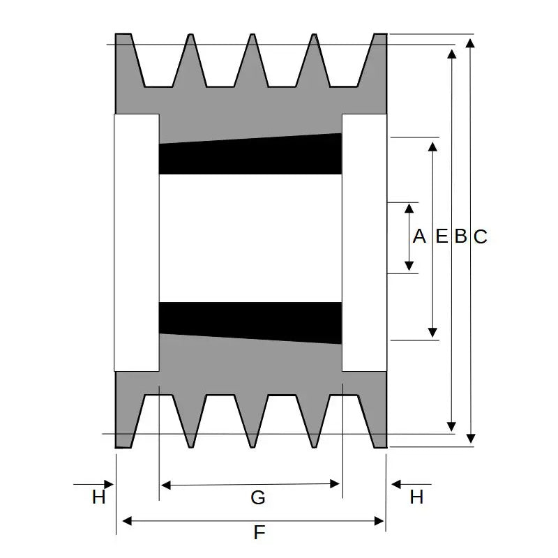 125X4SPB 125mm Pitch Diameter SPB Section Tapered Locking Bush Type Pulley with 4 Grooves (Bush not Incl.)