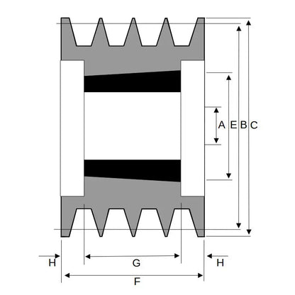 125X4SPB 125mm Pitch Diameter SPB Section Tapered Locking Bush Type Pulley with 4 Grooves (Bush not Incl.)