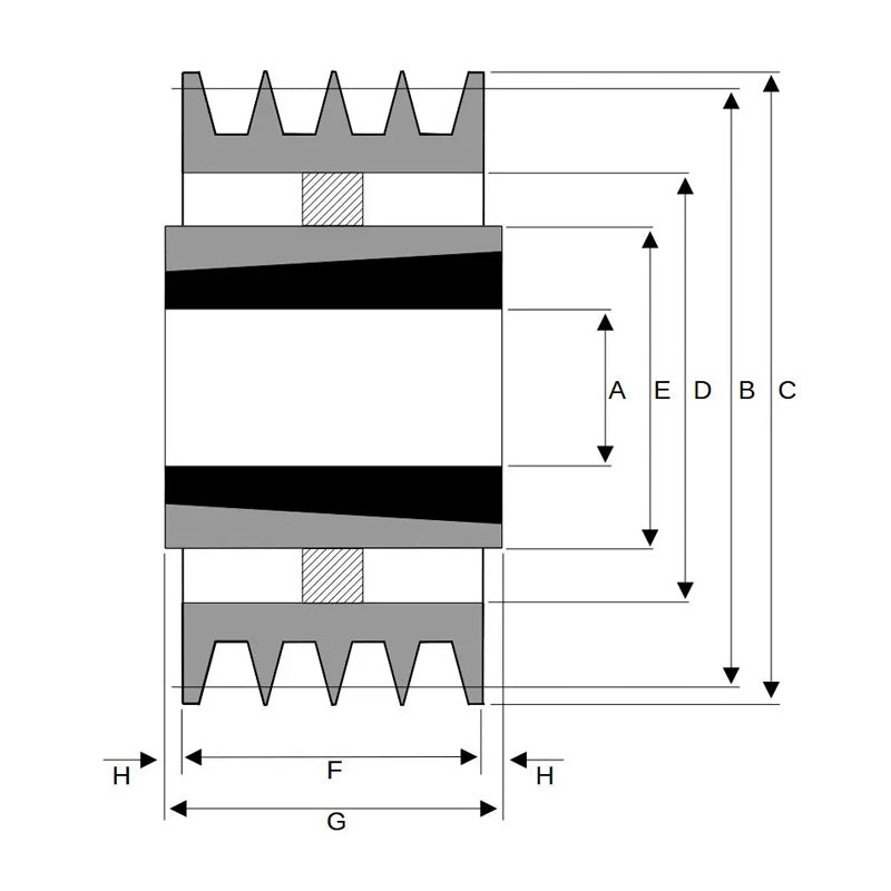 315X4SPB 315mm Pitch Diameter SPB Section Tapered Locking Bush Type Pulley with 4 Grooves (Bush not Incl.)