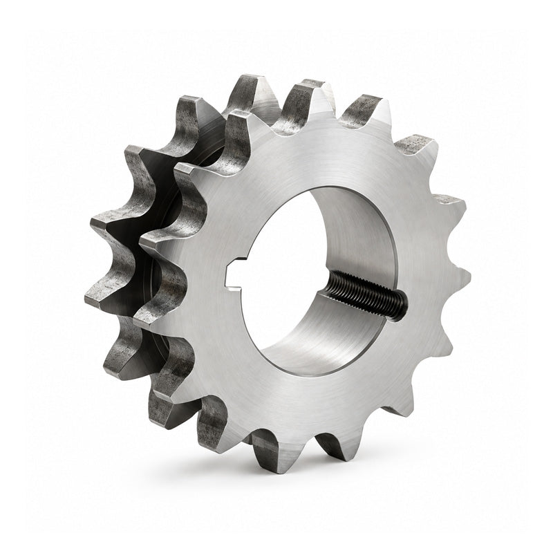 15 Tooth 08B Tapered Bore Double Simplex Sprocket for 1/2 inch Pitch Chain