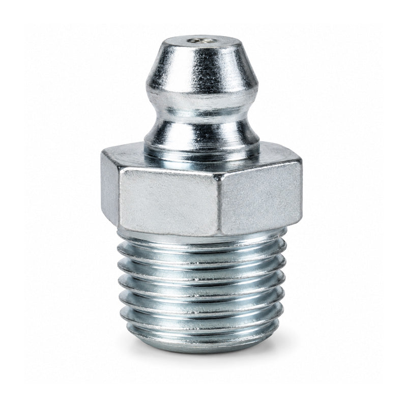 M10x1 Metric DIN 16mm Hardened Mild Steel Zinc Plated White Straight Button Head Grease Fittings 
