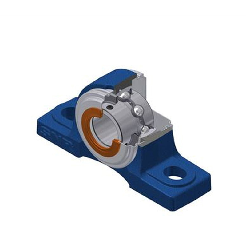 SNR UCP201CC Metric Cast Iron Two Bolt Pillow / Plummer Block Housing 12mm Bore Insert with Steel Plate Cover - Closed Version - Allow 2-3 Days